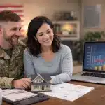 Military couple reviewing finances and investment growth while using the BAH Hack to build long-term wealth
