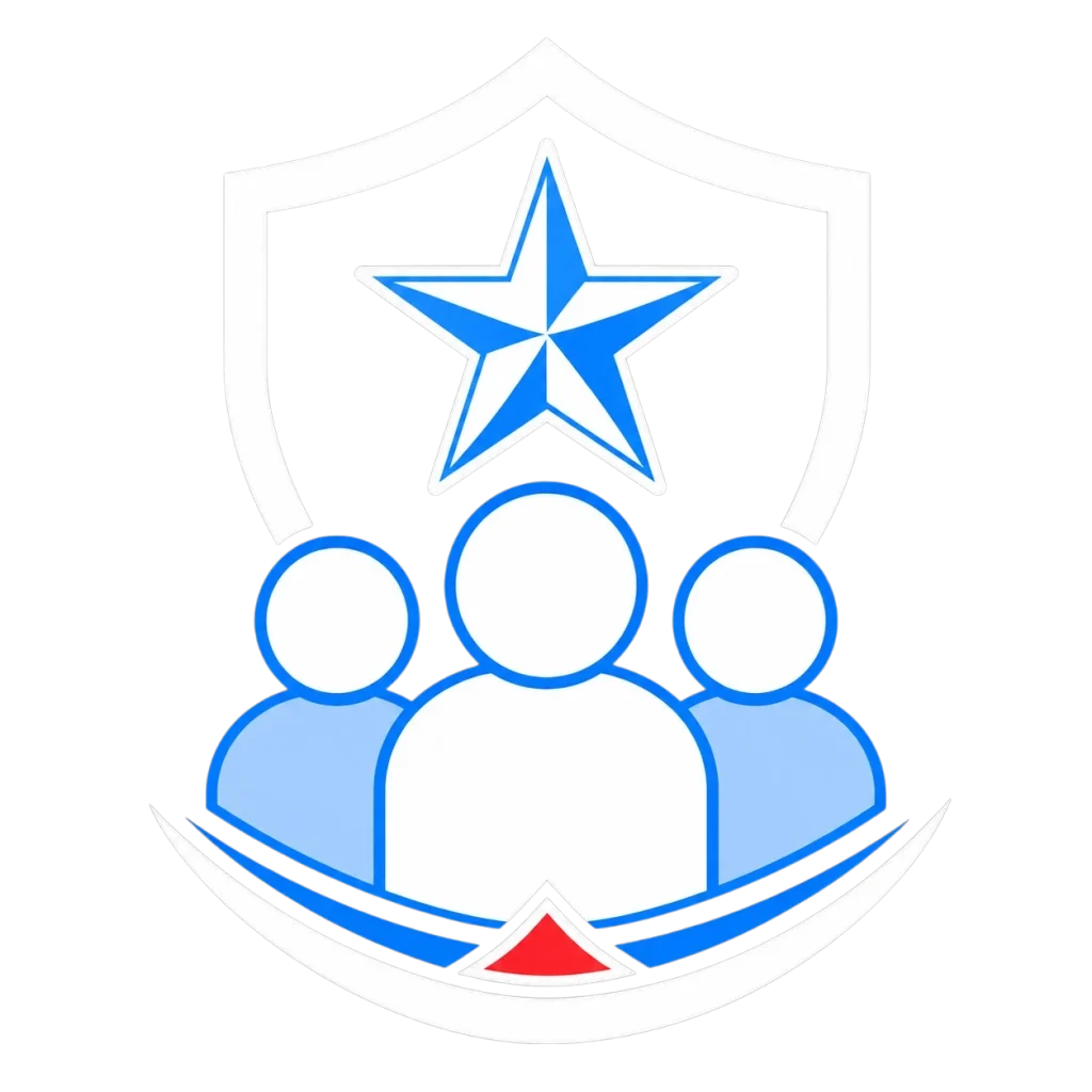 Military-experienced realtors icon with shield, star, and chevrons