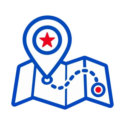 Map pin icon for local area knowledge near military bases