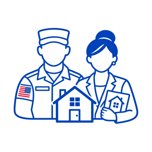 Veteran and military-spouse Realtors icon with home