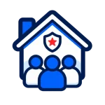 House, military family, and veteran shield icon for the Corpus Christi PCS community